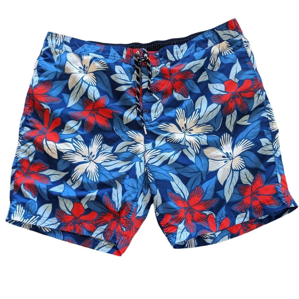 Lands End Swimming Trunks Mens XXL 42-44 Board Shorts Coastal Beachy Tropical